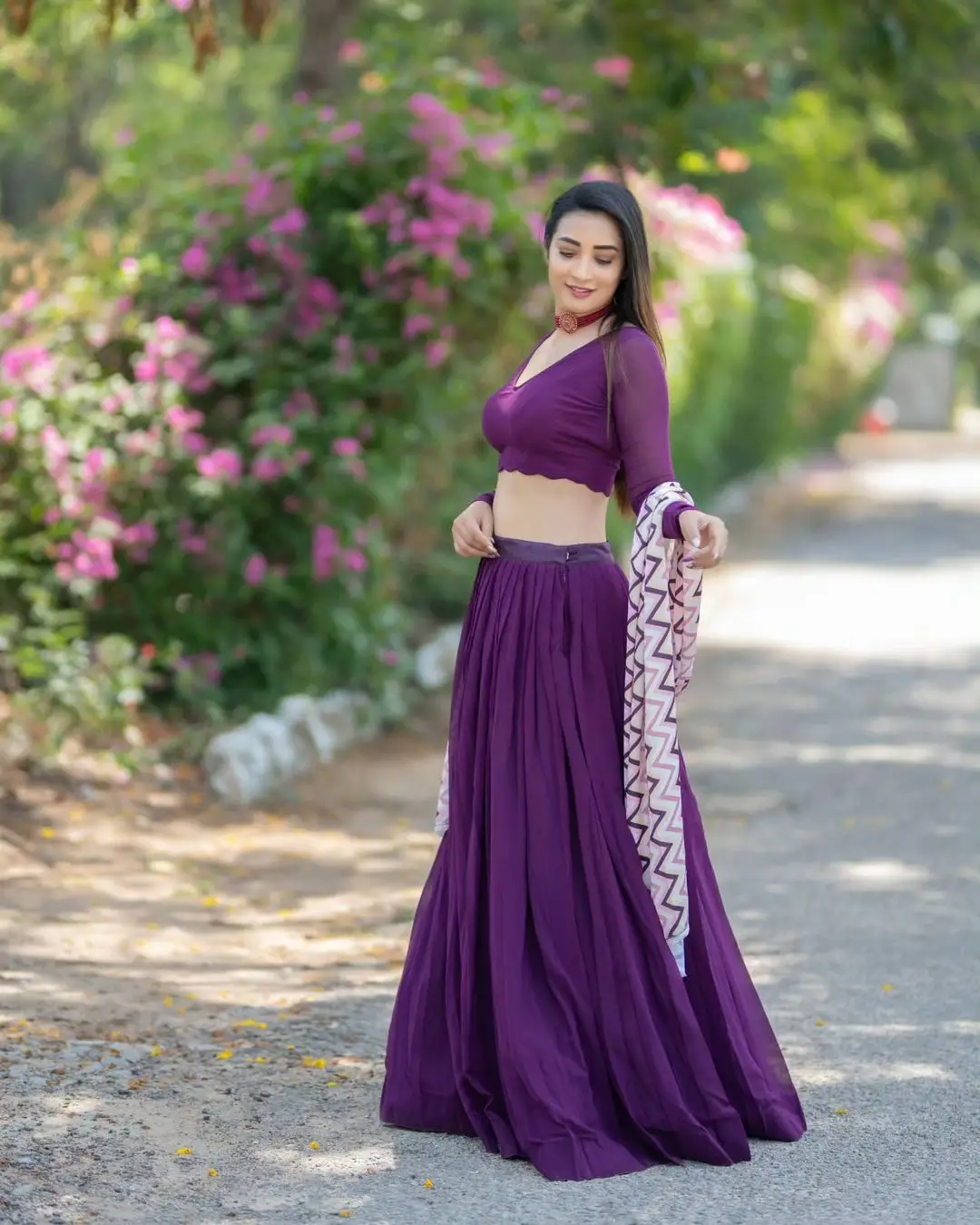 ETV Actress Bhanu Sri in Beautiful Violet Lehenga Choli